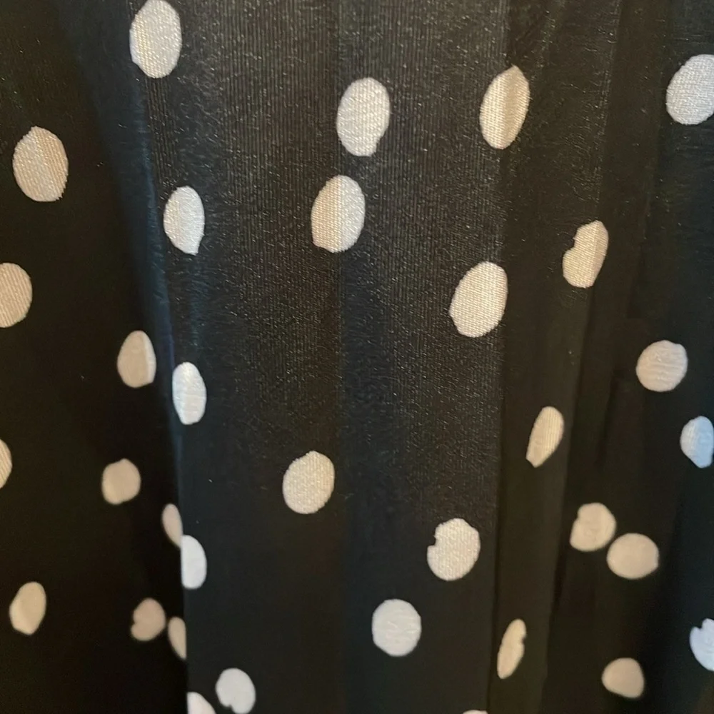 Women's High Waisted Polka Dot Pleated Skirt  Black/White L